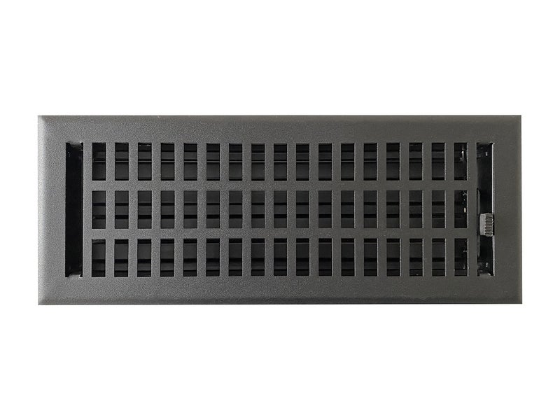 EMPIRE REGISTER CO شركة Empire Register Co، سجل الأرضيات الفولاذية - 4 × 12 بوصة، تصميم معاصر حديث، تشطيب أسود محكم، فتحات أرضية فولاذية شديدة التحمل قابلة للمشي، فتحات تهوية معدنية متصلة بالأرضيات المنزلية فقط - Image 1
